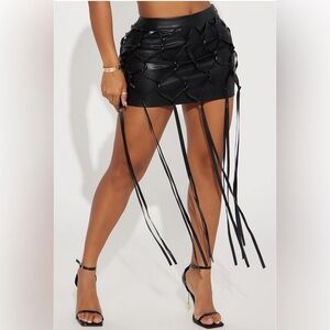 Leather Mini String Skirt